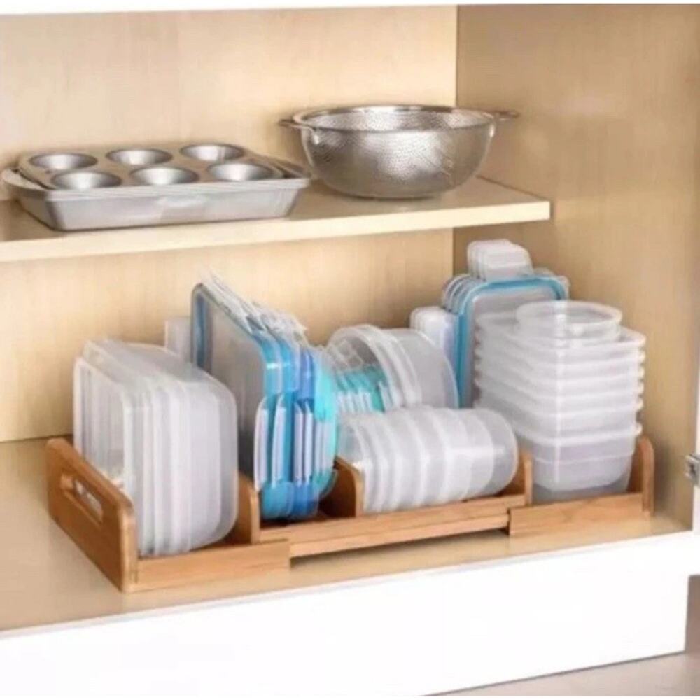 Seville Classics Home Expandable Bamboo Brown Cabinet And Pantry Organizer